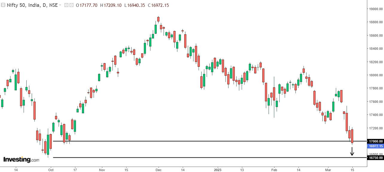 Daily chart of Nifty 50 (spot)