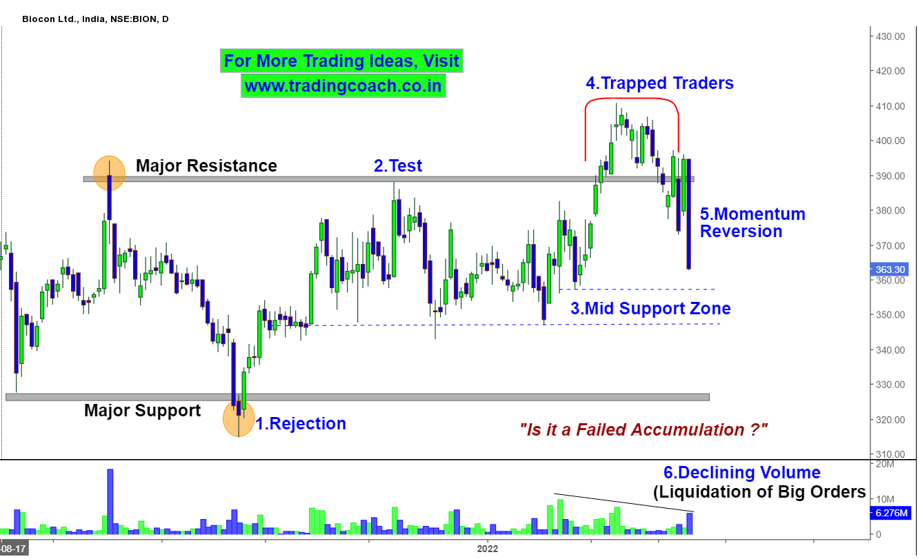Biocon Share Prices - Price Action Analysis on 1D Chart